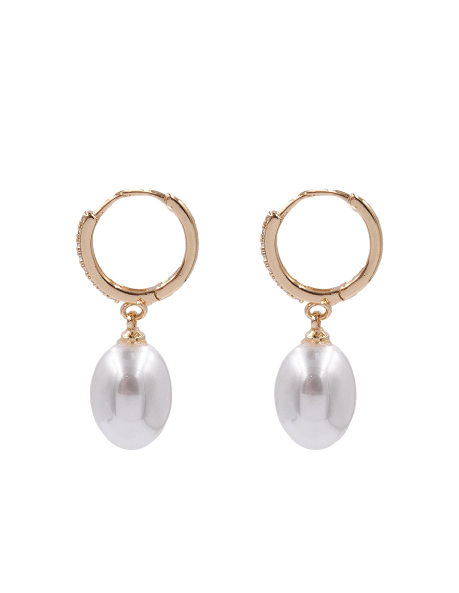 Aretes largos de gota Accesorios de Zirconia con acabado chapa de oro perla con zirconia 3